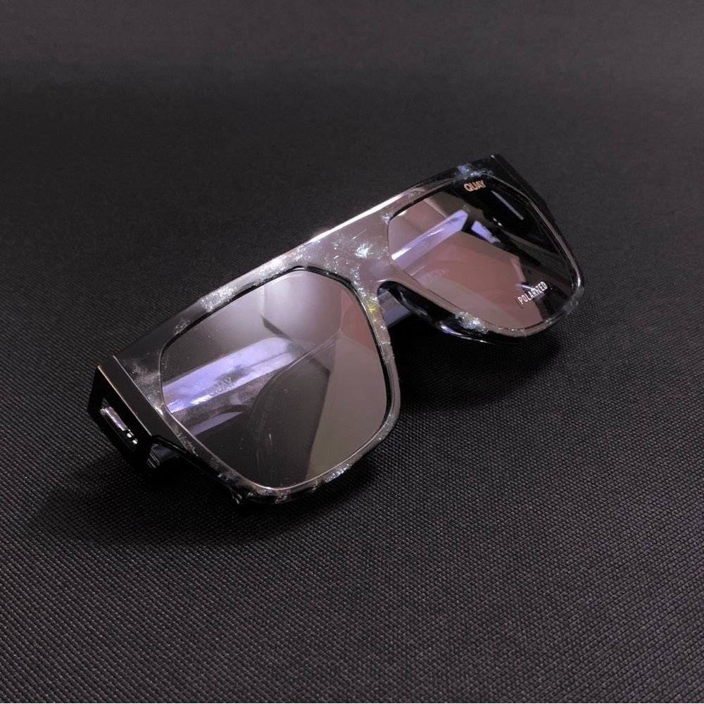 Quay Go Off Polarized Flat Top Square Shield Sunglasses Tortoise Acetate Frame